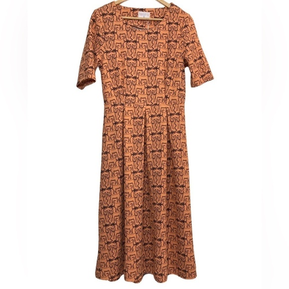 Compania Fantastica NWOT salmon pink dress with cat and fish novelty pattern - Picture 1 of 5